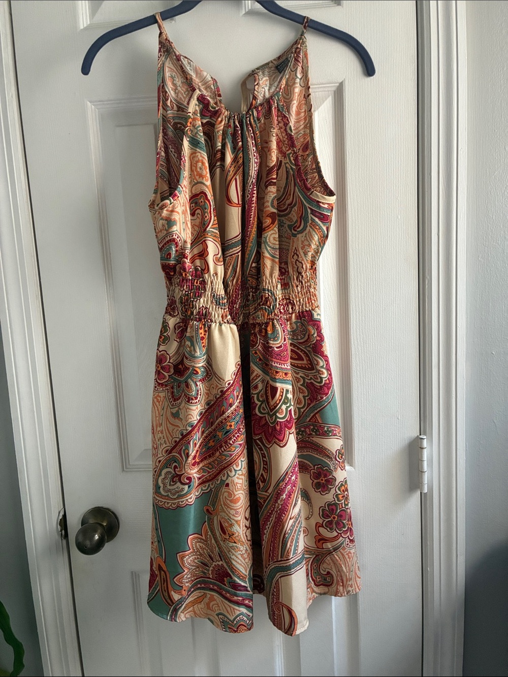 SHEIN Paisley Print Mini Dress in Beige, Teal & Burgundy